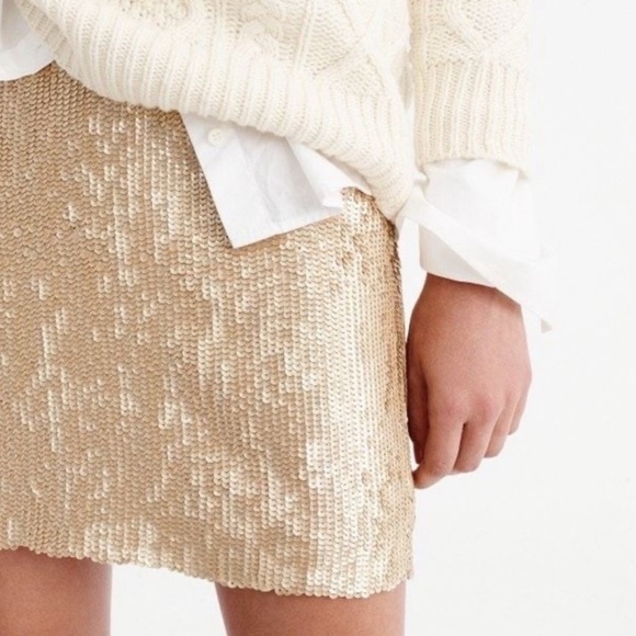 J. Crew Gold Sequin Mini Skirt Ibiza Mermaid Birthday Holiday New Years Vegas - Picture 1 of 8